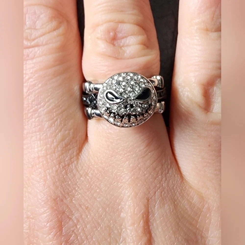 New the Nightmare before Christmas Jack skellington silver ring 2 in 1